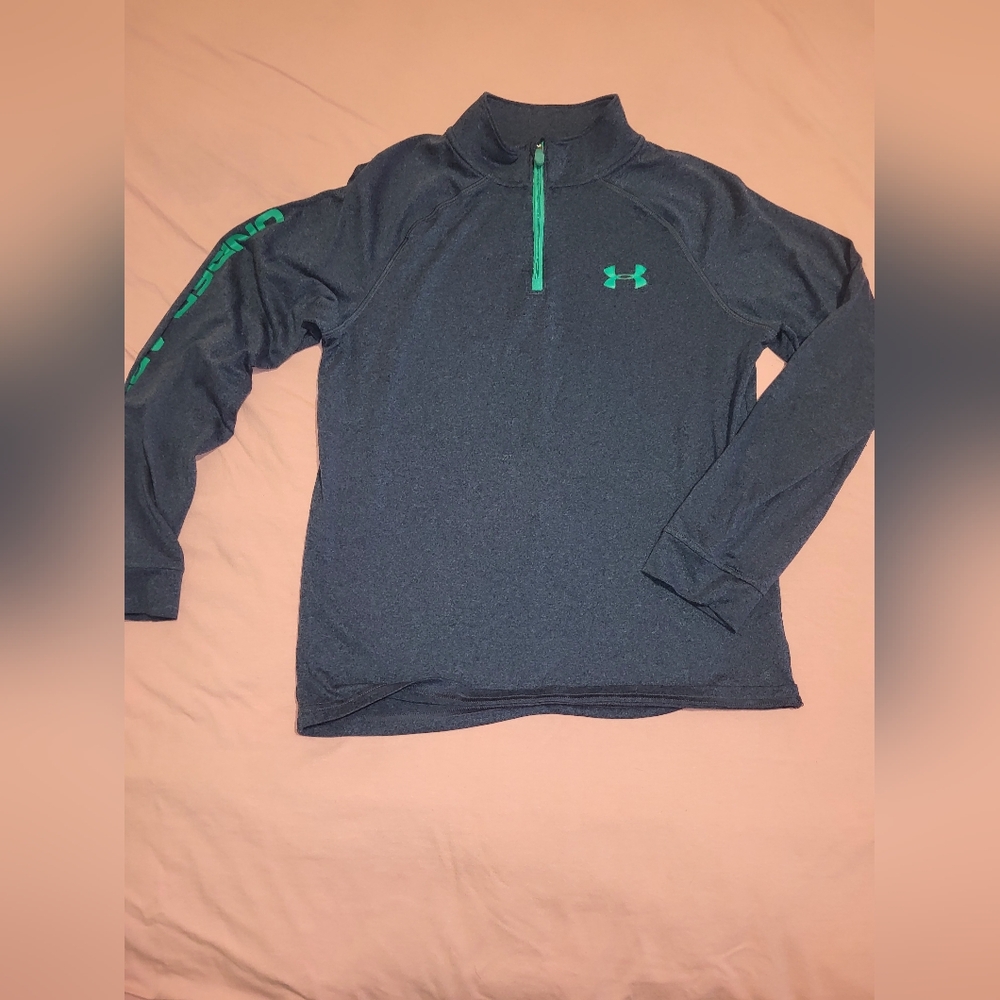 Under Armour Charcoal and Teal Quarter-Zip Top